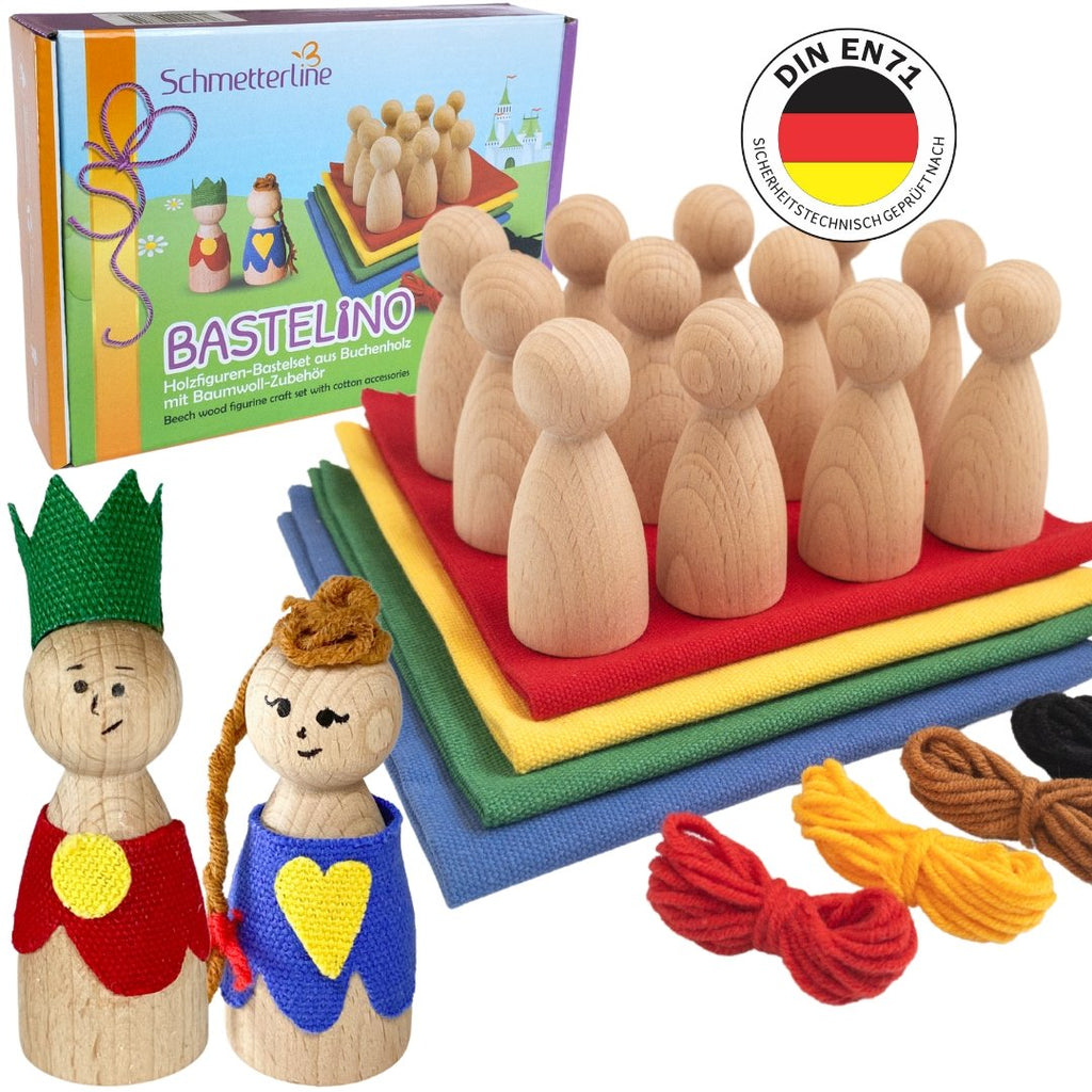 "Bastelino" - DIY Bastel-Set - Holz-Puppen Set mit hochwertigen Bastel-Accessoires inklusive - SCHMETTERLINE
