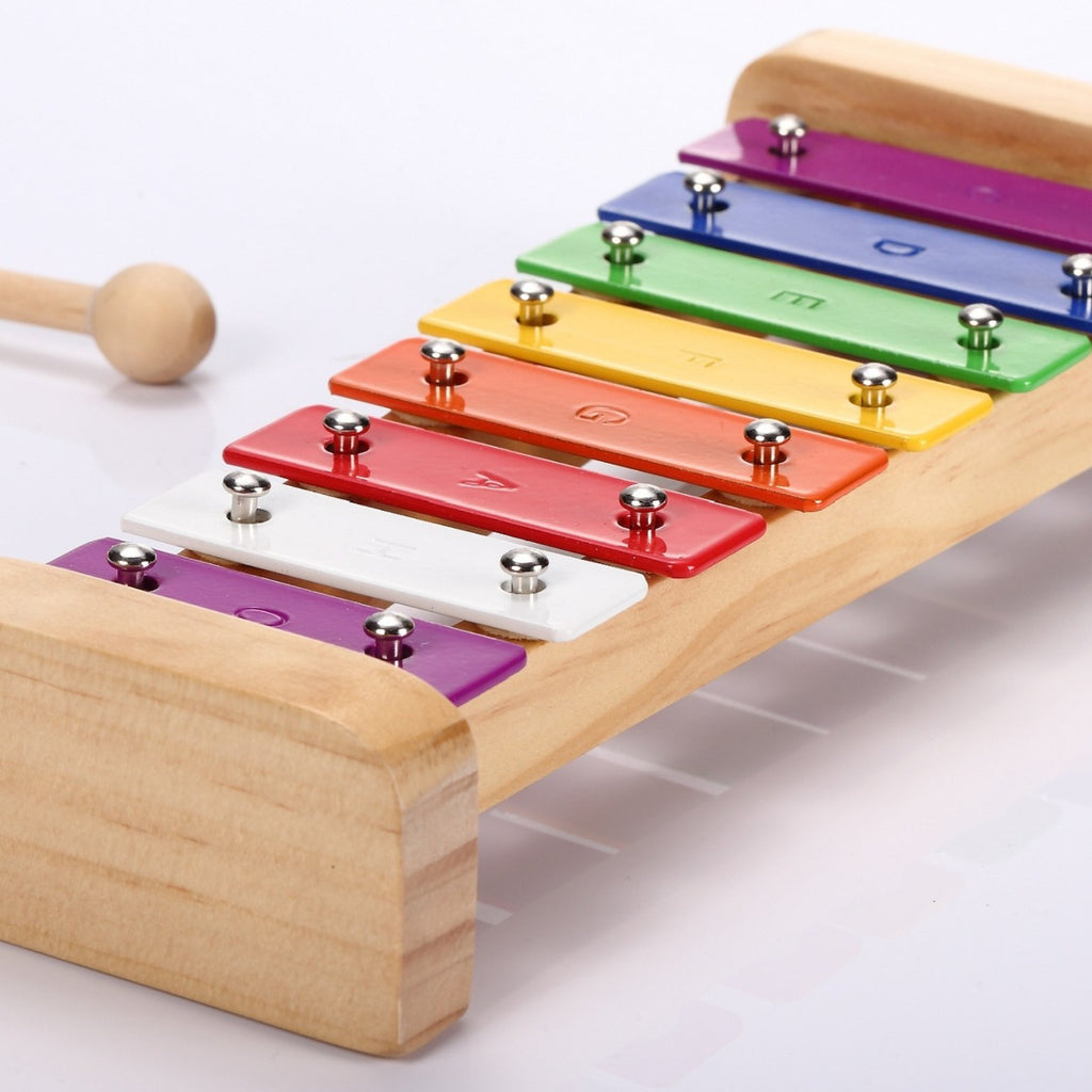 Musikset "Kleine Glockenspieler" - Harmonisches Glockenspiel aus Holz mit Holzschlägeln und Notenheft - Musikinstrument für Kinder ab 3 Jahren - SCHMETTERLINE